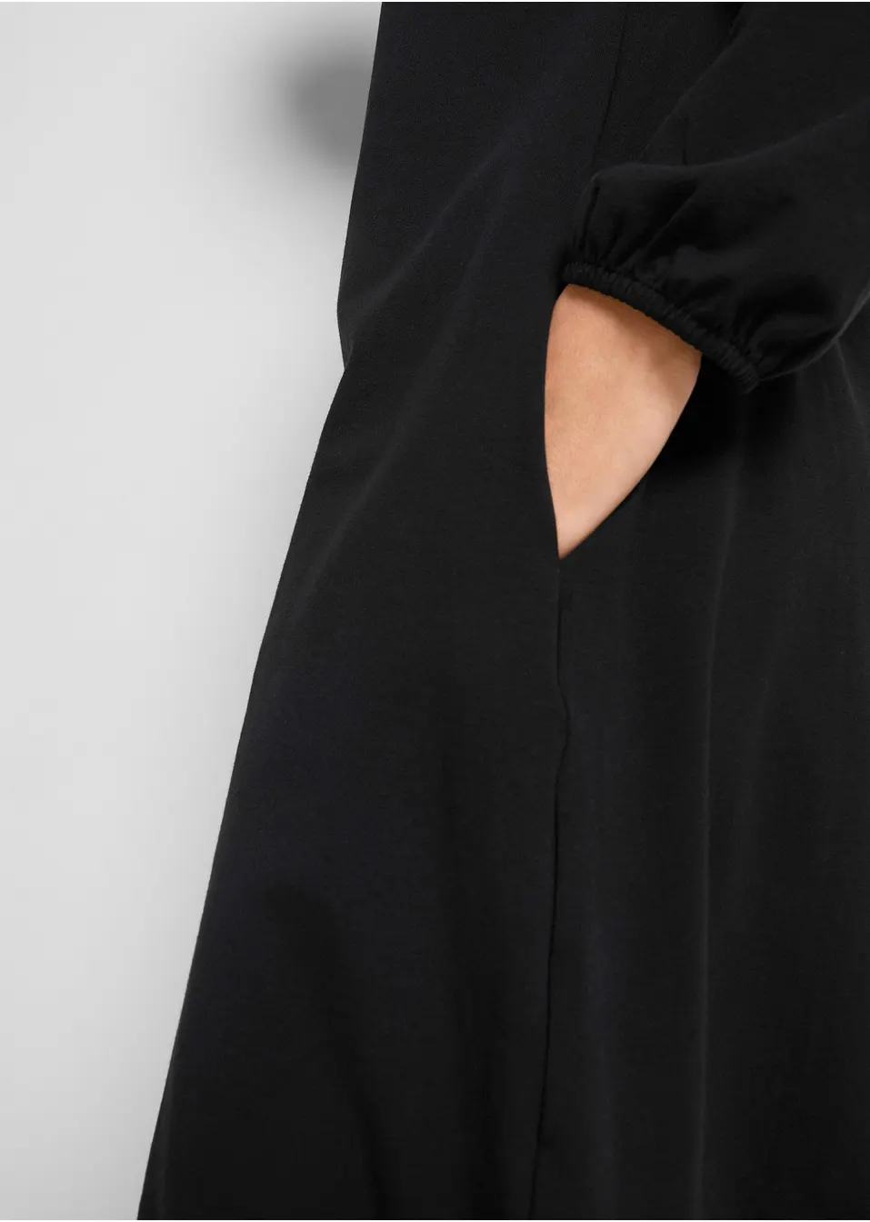 Jersey jurk met elastiek in de onderrand, knielang   