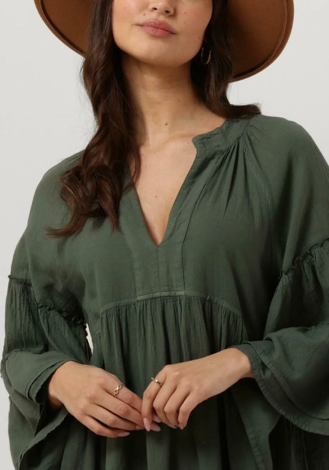 khaki nema mini jurk ruza