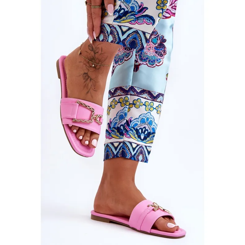 Klassieke empressive roze verfraaide pantoffels voor dames