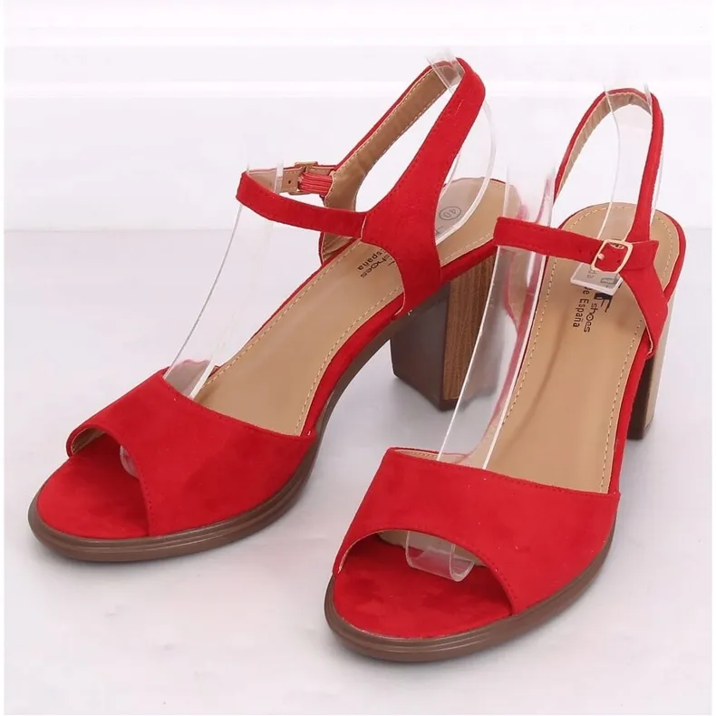 RODE SANDALEN MET HOGE HAKKEN 6606 RED ROOD